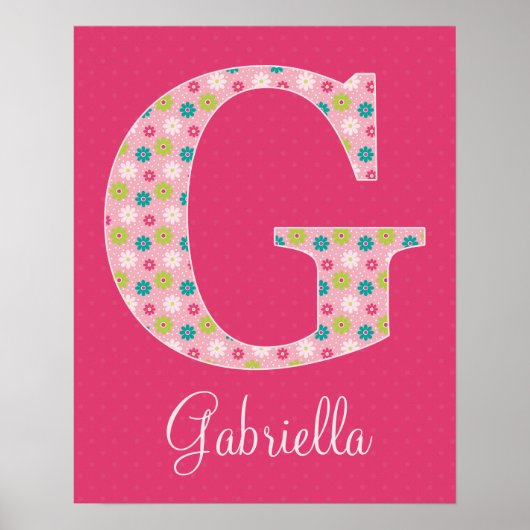 Letter G Initiaal Alphabet Poster voor Girl (Voorkant)