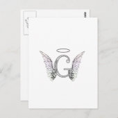 Letter G Initiaal Monogram met Angel Wings & Halo Briefkaart (Voorkant / Achterkant)
