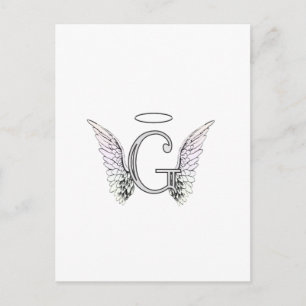 Letter G Initiaal Monogram met Angel Wings & Halo Briefkaart