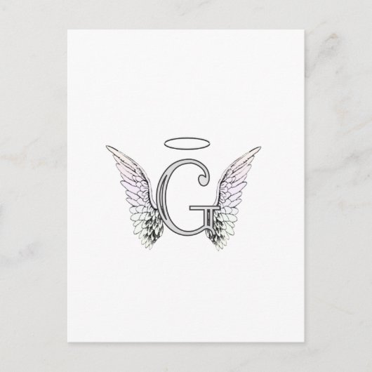 Letter G Initiaal Monogram met Angel Wings & Halo Briefkaart (Voorkant)