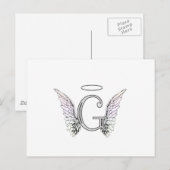 Letter G Initiaal Monogram met Angel Wings & Halo Briefkaart (Voorkant / Achterkant)