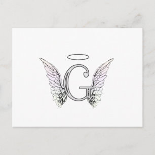Letter G Initiaal Monogram met Angel Wings & Halo Briefkaart