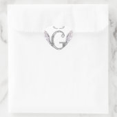 Letter G Initiaal Monogram met Angel Wings & Halo Hart Sticker (Tas)