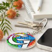 Letter G Kleurrijke Doodles Sleutelhanger (Voorkant Rechts)
