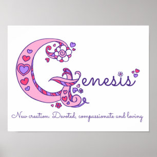 Letter G kunst Genesis meisjesnaam en betekenis po Poster