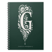 Letter G Linocut Botanische Monogram Notitieboek (Voorkant)