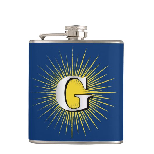 Letter G - masonisch symbool Heupfles (Voorkant)