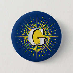 Letter G - masonisch symbool Ronde Button 5,7 Cm