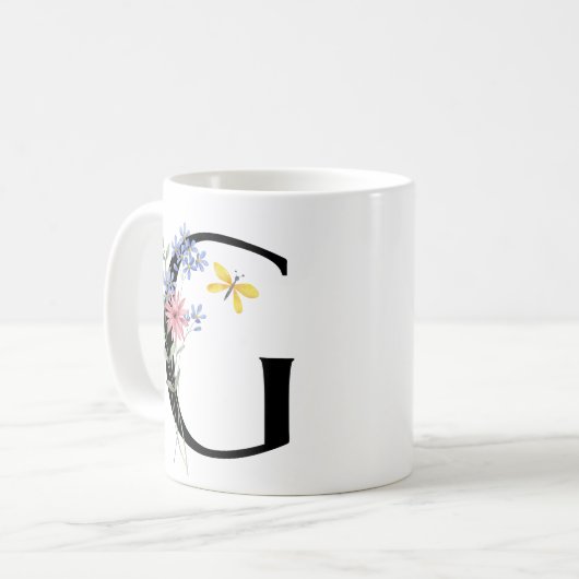 Letter G met bloemen Koffiemok (Voorkant links)