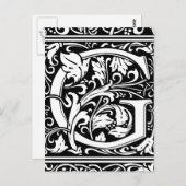 Letter G Middeleeuws Monogram Art Nouveau Briefkaart (Voorkant / Achterkant)