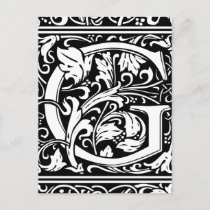 Letter G Middeleeuws Monogram Art Nouveau Briefkaart