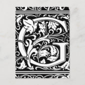 Letter G Middeleeuws Monogram Art Nouveau Briefkaart (Voorkant)