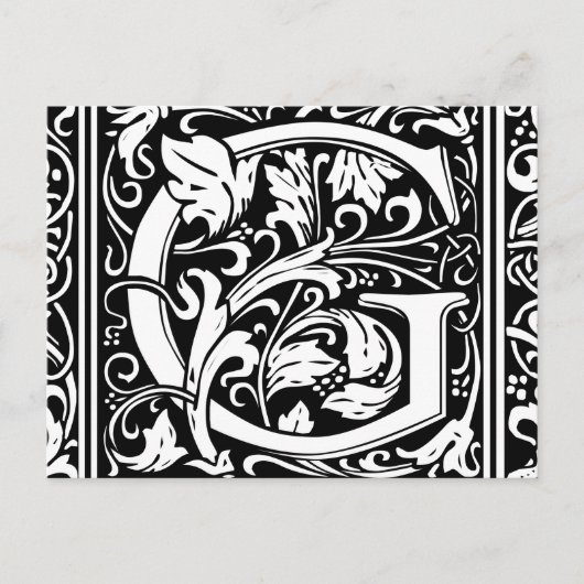 Letter G Middeleeuws Monogram Art Nouveau Briefkaart (Voorkant)