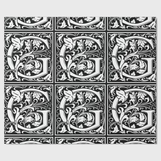 Letter G Middeleeuws Monogram Art Nouveau Cadeaupapier (Vlak)