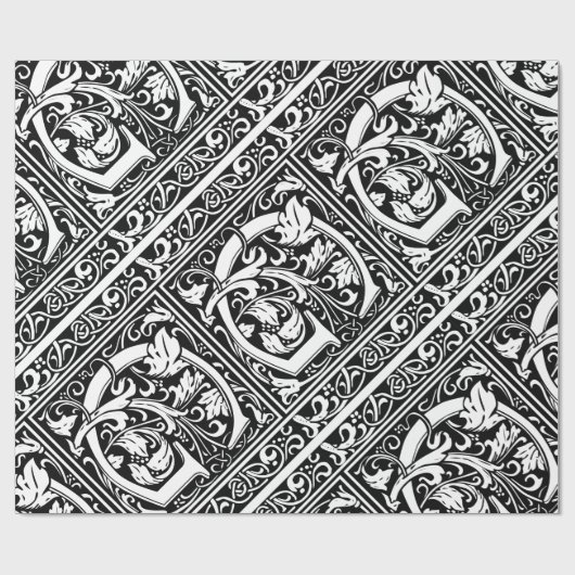 Letter G Middeleeuws Monogram Art Nouveau Cadeaupapier (Vlak)
