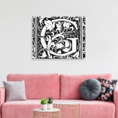 Letter G Middeleeuws Monogram Art Nouveau Canvas Afdruk (Insitu (Woonkamer))