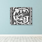 Letter G Middeleeuws Monogram Art Nouveau Canvas Afdruk (Insitu (Houten vloer))