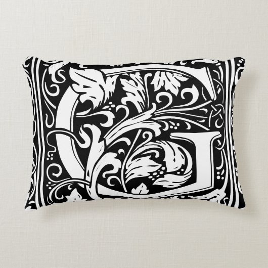 Letter G Middeleeuws Monogram Art Nouveau Decoratief Kussen (Voorkant)