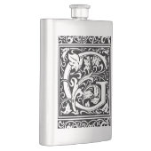 Letter G Middeleeuws Monogram Art Nouveau Heupfles (Rechts)