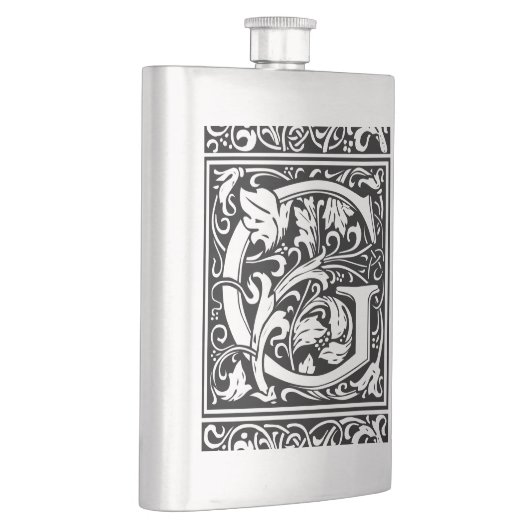 Letter G Middeleeuws Monogram Art Nouveau Heupfles (Rechts)