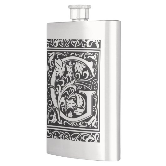 Letter G Middeleeuws Monogram Art Nouveau Heupfles (Links)