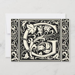 Letter G Middeleeuws Monogram Art Nouveau Kaart