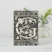 Letter G Middeleeuws Monogram Art Nouveau Kaart (Staand voorkant)