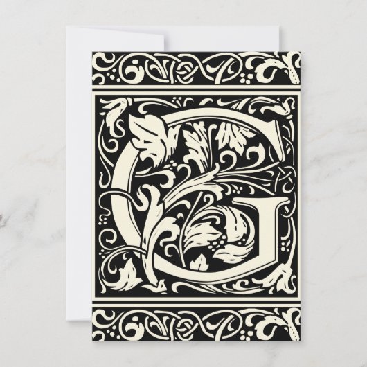 Letter G Middeleeuws Monogram Art Nouveau Kaart (Voorkant)