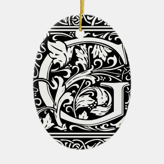 Letter G Middeleeuws Monogram Art Nouveau Keramisch Ornament (Voorkant)