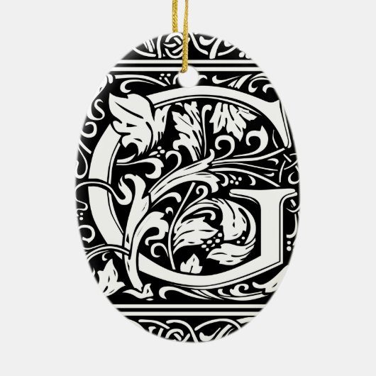 Letter G Middeleeuws Monogram Art Nouveau Keramisch Ornament (Achterkant)