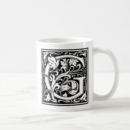 Letter G Middeleeuws Monogram Art Nouveau Koffiemok (Rechts)