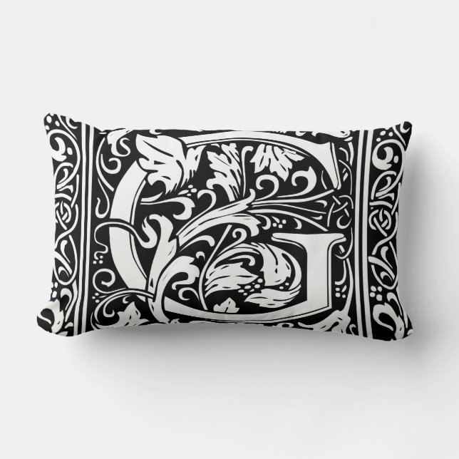 Letter G Middeleeuws Monogram Art Nouveau Kussen (Voorkant)