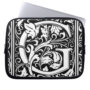 Letter G Middeleeuws Monogram Art Nouveau Laptop Sleeve