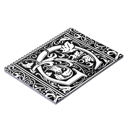 Letter G Middeleeuws Monogram Art Nouveau Notitieboek (Linkerzijde)