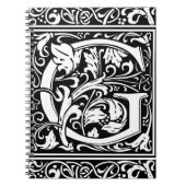 Letter G Middeleeuws Monogram Art Nouveau Notitieboek (Voorkant)