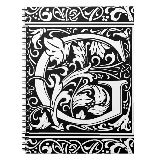 Letter G Middeleeuws Monogram Art Nouveau Notitieboek (Voorkant)