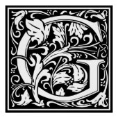 Letter G Middeleeuws Monogram Art Nouveau Poster (Voorkant)