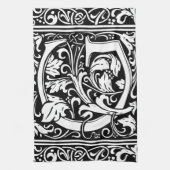 Letter G Middeleeuws Monogram Art Nouveau Theedoek (Verticaal)