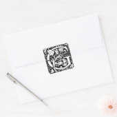 Letter G Middeleeuws Monogram Art Nouveau Vierkante Sticker (Envelop)