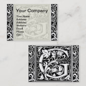 Letter G Middeleeuws Monogram Art Nouveau Visitekaartje (Voorkant / Achterkant)