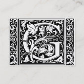 Letter G Middeleeuws Monogram Art Nouveau Visitekaartje (Achterkant)