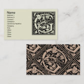Letter G Middeleeuws Monogram Art Nouveau Visitekaartje (Voorkant / Achterkant)