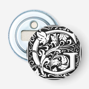 Letter G Middeleeuwse Monogram Art Nouveau Button Flesopener