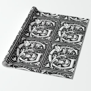 Letter G Middeleeuwse Monogram Art Nouveau Cadeaupapier