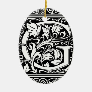 Letter G Middeleeuwse Monogram Art Nouveau Keramisch Ornament