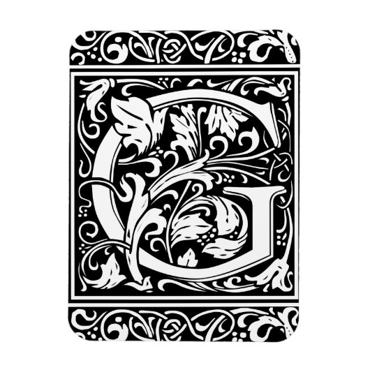 Letter G Middeleeuwse Monogram Art Nouveau Magneet (Verticaal)