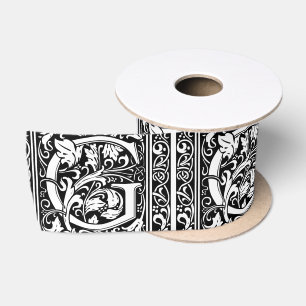 Letter G Middeleeuwse Monogram Art Nouveau Satijnen Lint