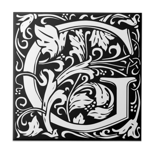 Letter G Middeleeuwse Monogram Art Nouveau Tegeltje (Voorkant)