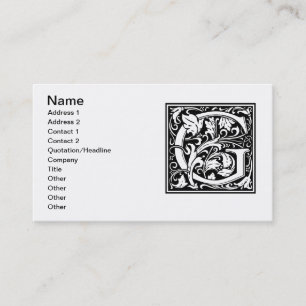 Letter G Middeleeuwse Monogram Art Nouveau Visitekaartje