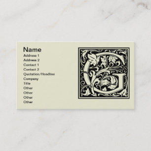Letter G Middeleeuwse Monogram Art Nouveau Visitekaartje